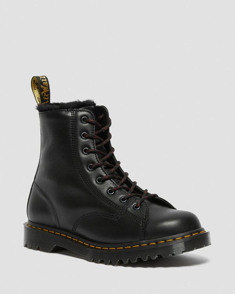 Men\'s Dr Martens Barton Made in England Shearling Lined Leather Winter Boots Black | AU 573SGL